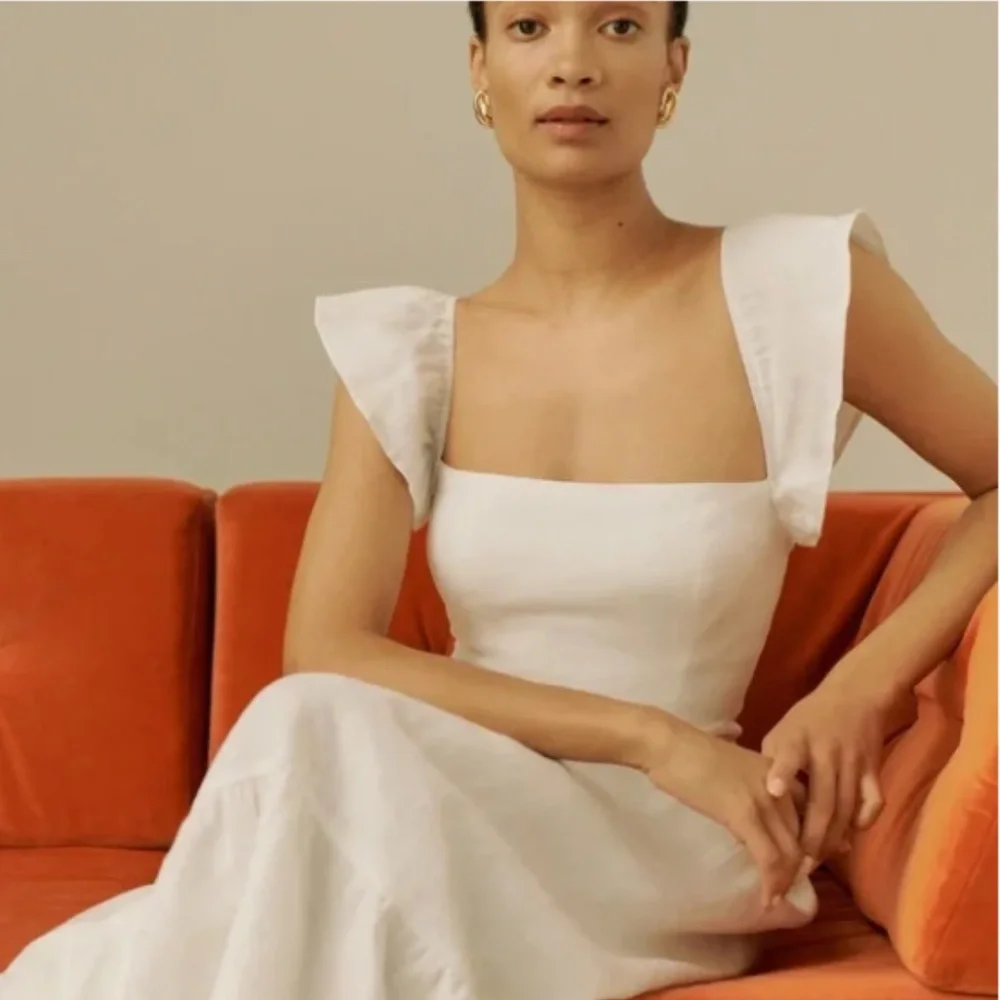 Reformation Lucila Linen Midi Dress White 4 - Picture 4 of 11